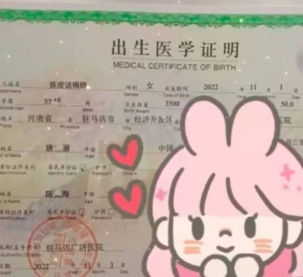 家长给宝宝起名“陈皮话梅糖” 医院回应系家属P图 当事人晒出户口本显示已改名