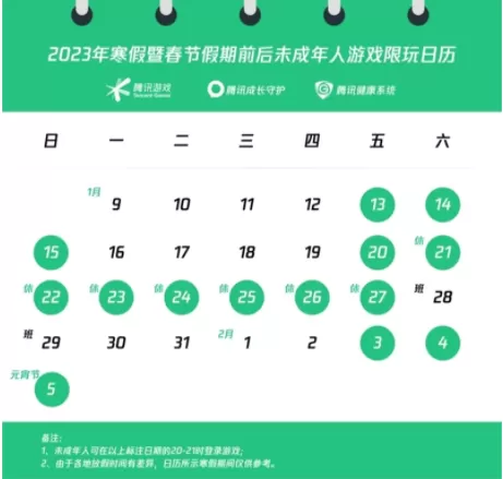 王者荣耀春节未成年人游戏时间2023