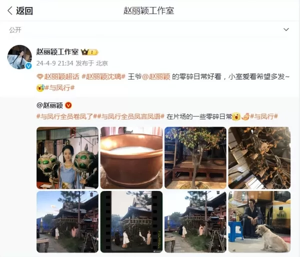 赵丽颖晒《与凤行》剧组日常随拍 手举大锤尽显王者风范 意外曝光林更新日常超惬意